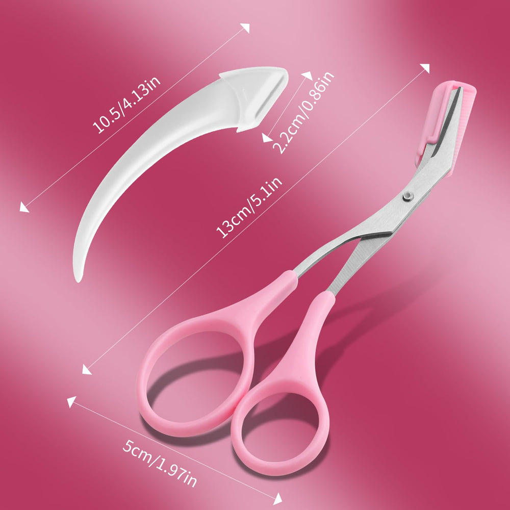 JIAKAI eyebrow scissors with comb in pink, smooth non-slip grip