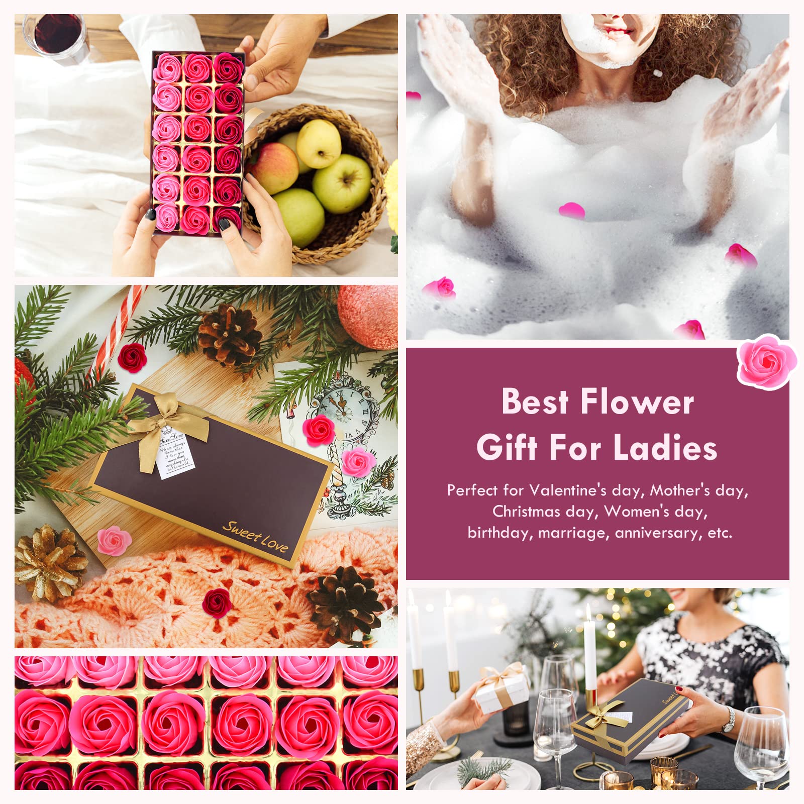 JIALEEY 18-piece gift box provides decorative, scented soap roses ready for gifting.