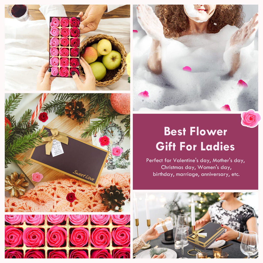 JIALEEY 18-piece gift box provides decorative, scented soap roses ready for gifting.