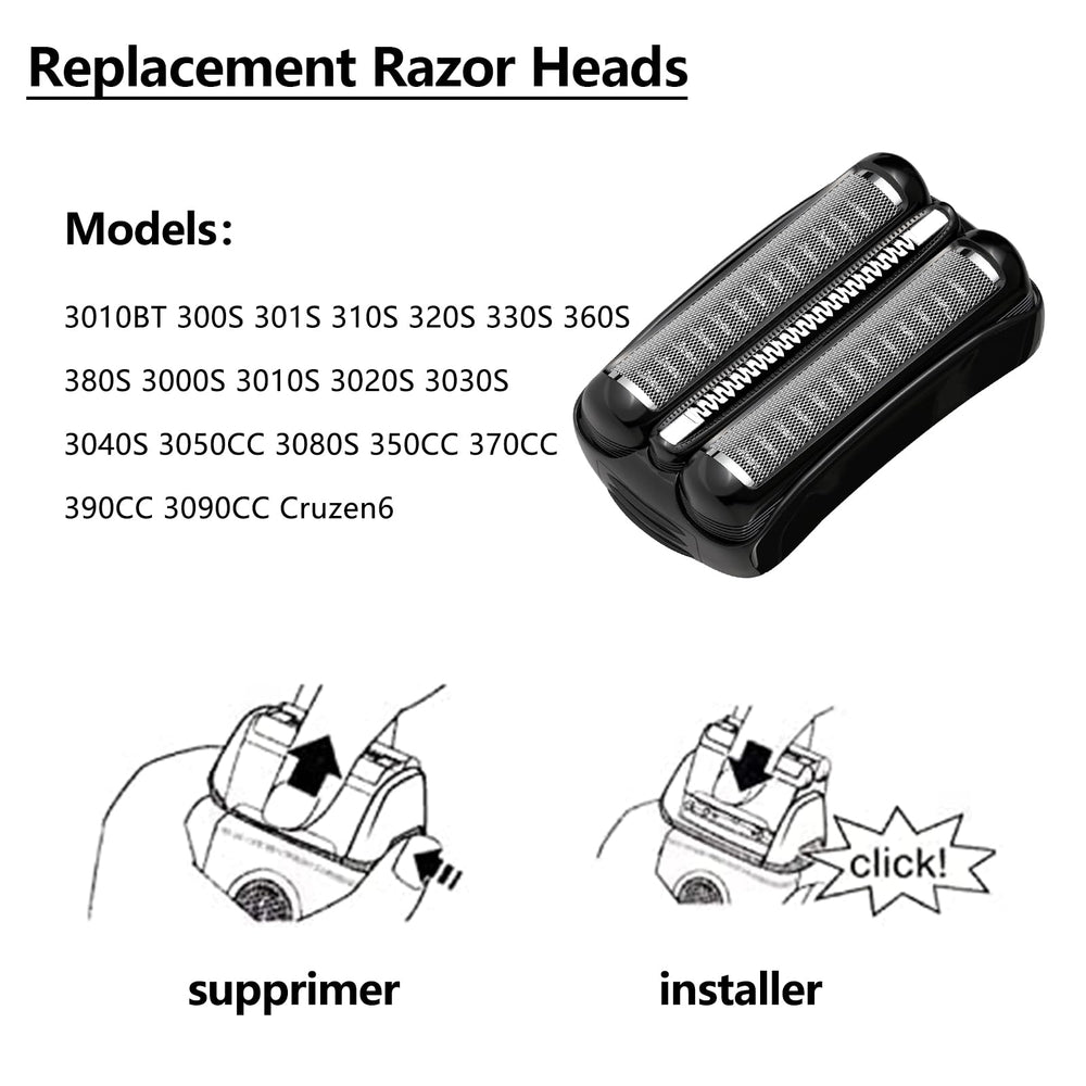 JIANCENGYU Braun Series 3 replacement head, compatible with wet and dry grooming.