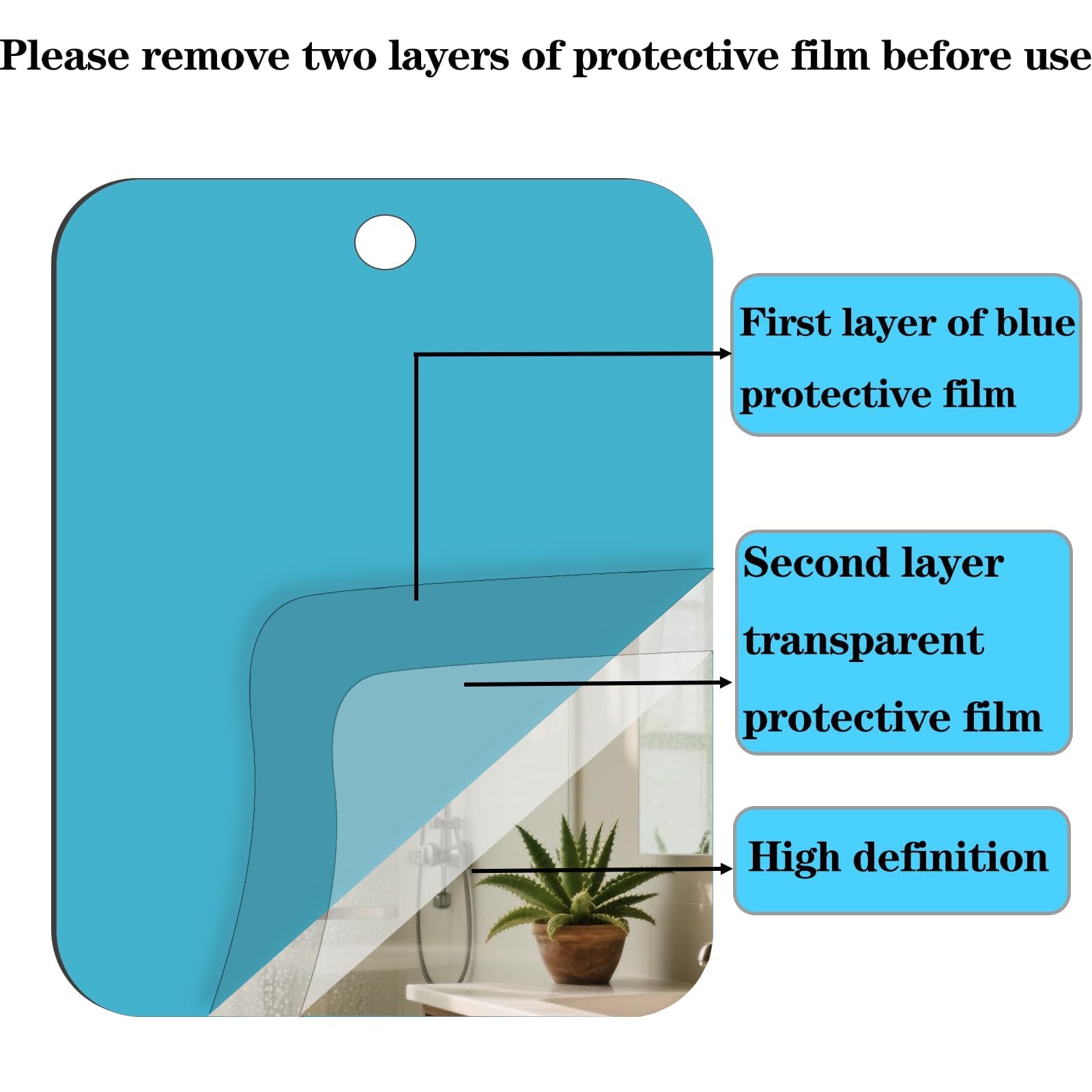 JIANGLAN anti-fog shower mirror with easy wall mounting.
