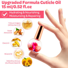 JIASHENG Cuticle Oil nails closeup shows hydrated, healthy-looking cuticles.