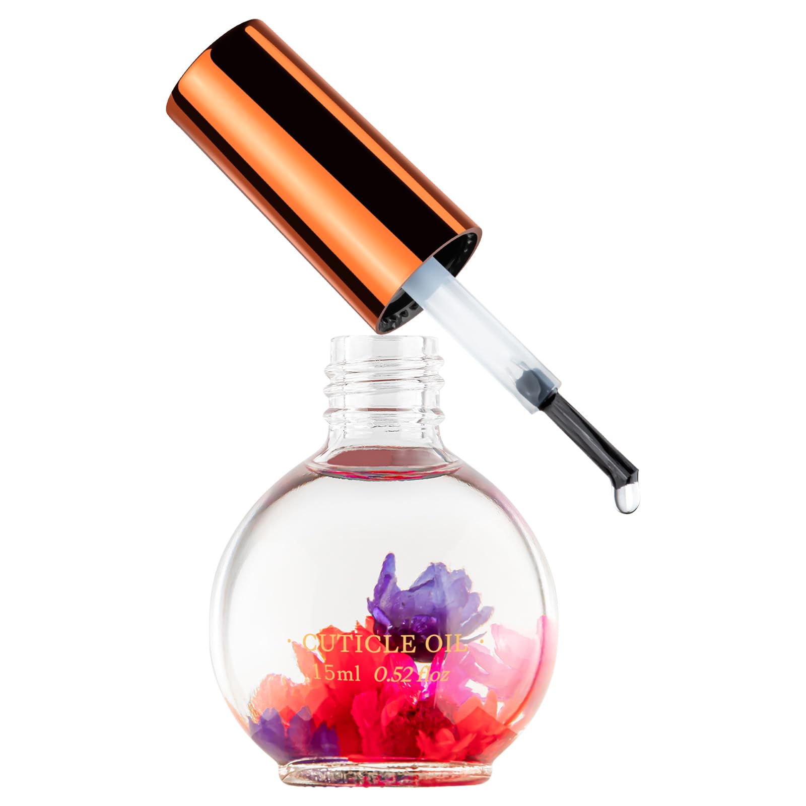 JIASHENG Cuticle Oil bottle with rose flowers for nourishing cuticles.