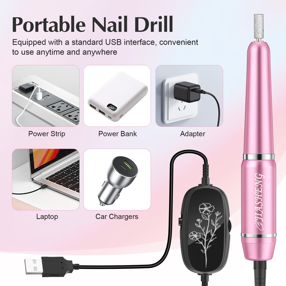 JIASHENG 3/32 inch bits included for versatile nail tasks