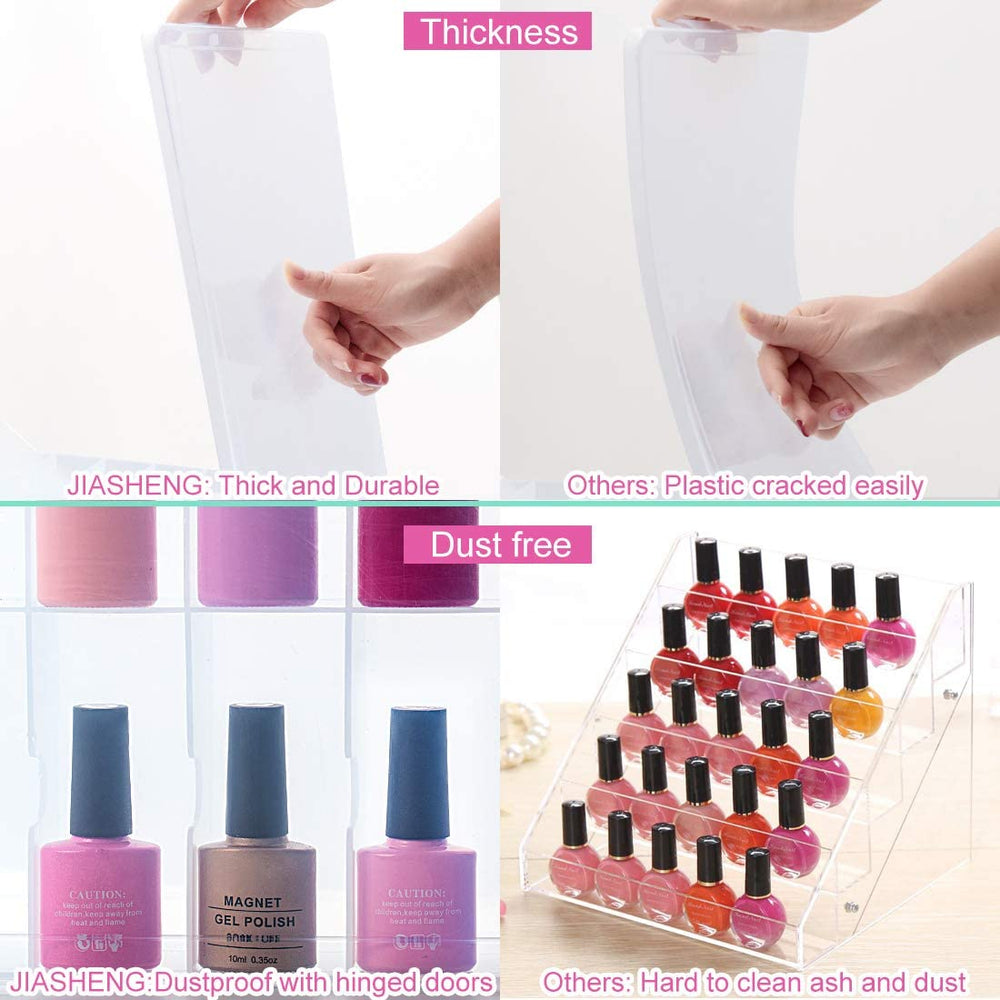 JIASHENG organizador de esmaltes con divisores ajustables para tallas diversas.