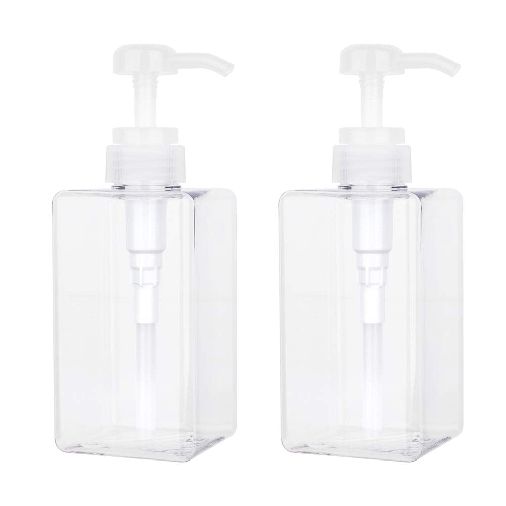 JiatuA pump bottle clear 450ml two-pack on countertop for easy dispensing
