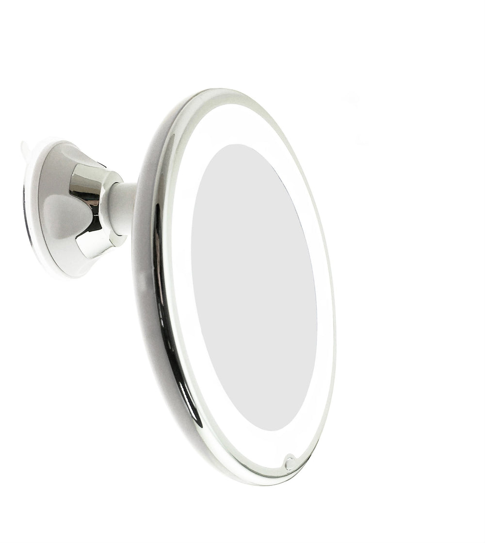 JiBen LED 10X magnifying mirror—front view for precise makeup application.