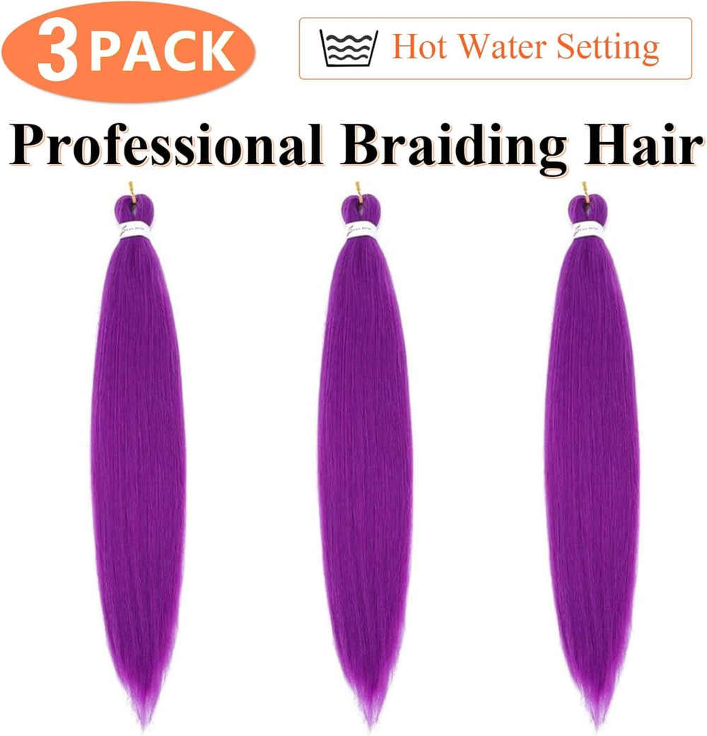 JIEANYAN purple braiding hair model wear shows vibrant color and versatility.