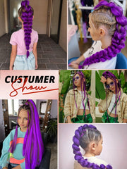 JIEANYAN purple braiding hair pre-stretched texture highlights smooth braid flow.