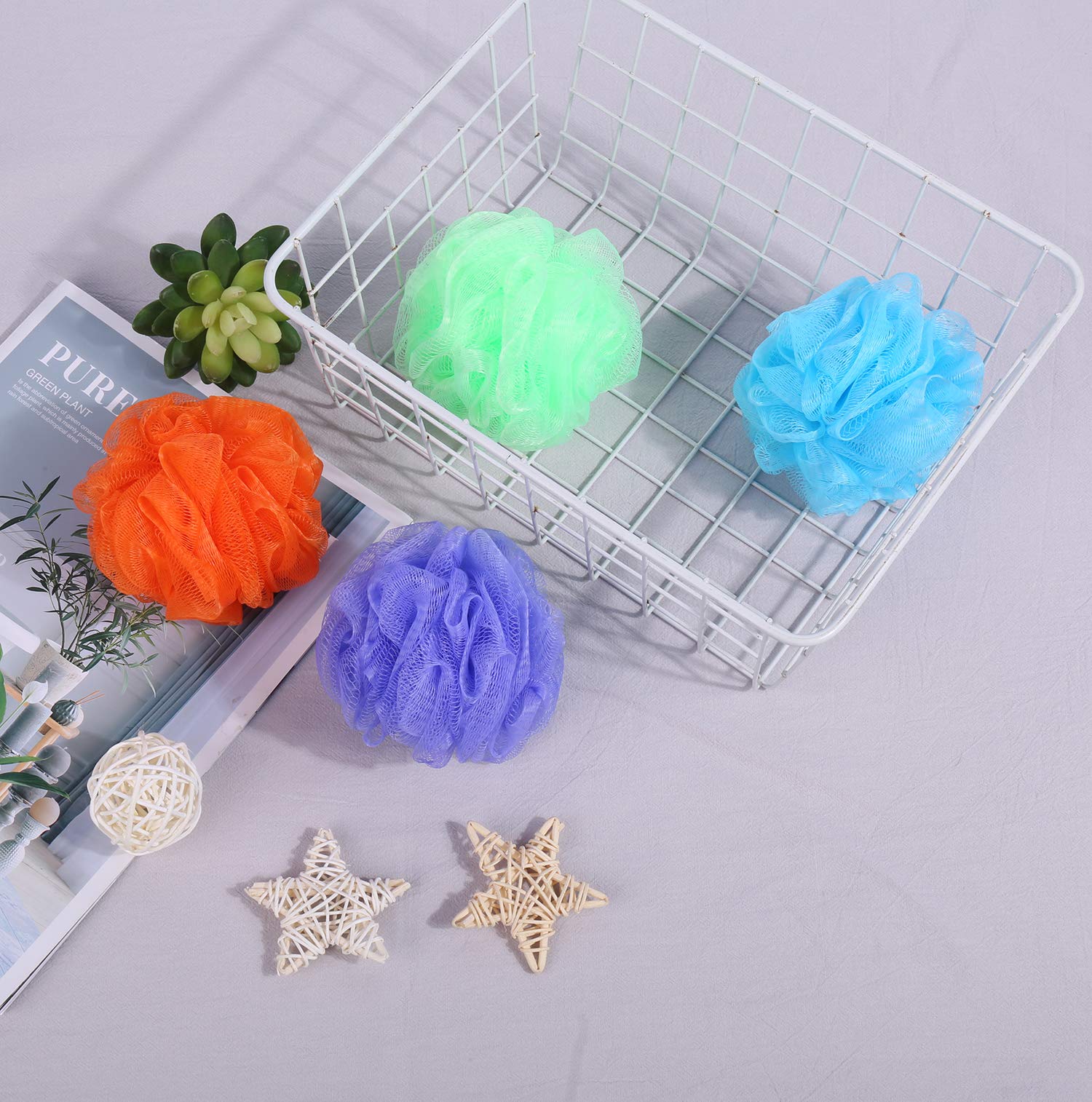 Esponja de ducha JIEFU con malla exfoliante suave para limpieza diaria.
