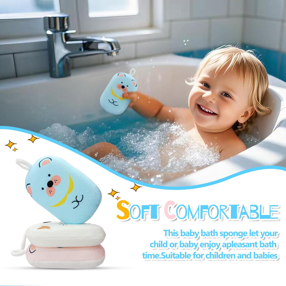 Esponja JieLiLeHome con diseño gato, perfecta para piel sensible durante el baño.