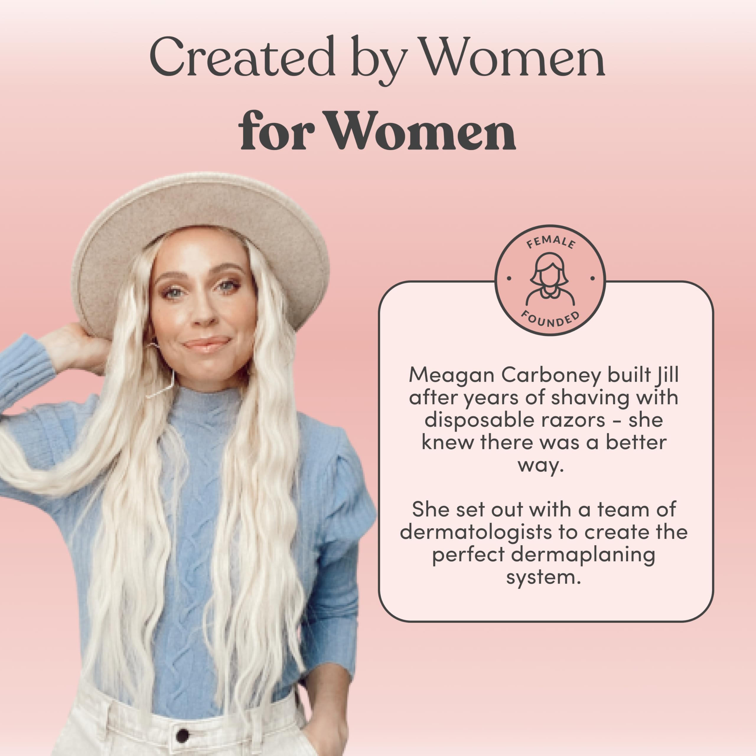Dermatologist-tested Jill Dermaplane blades designed for sensitive skin.