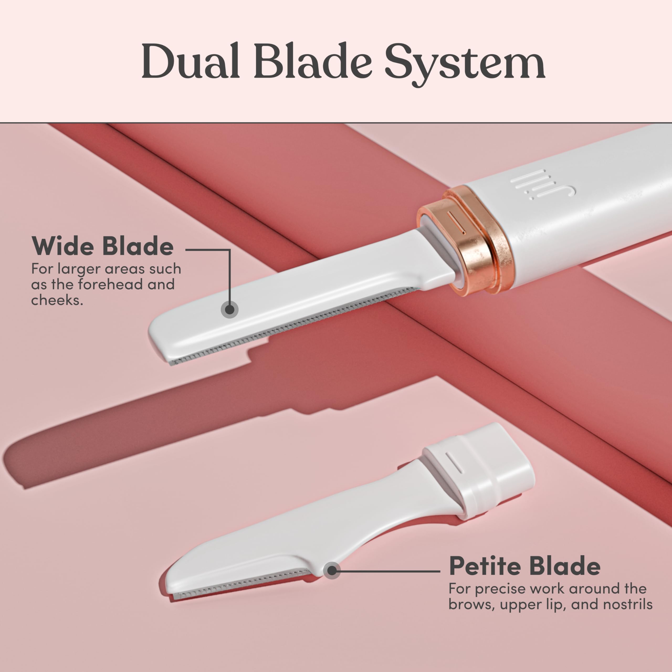 Jill Dermaplane wide blades for cheeks, chin, and forehead exfoliation.