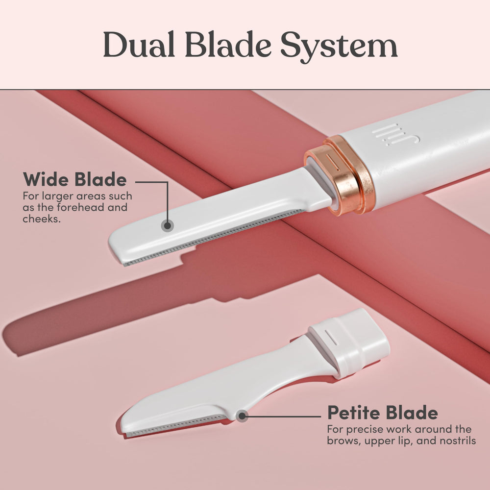 Jill Dermaplane wide blades for cheeks, chin, and forehead exfoliation.