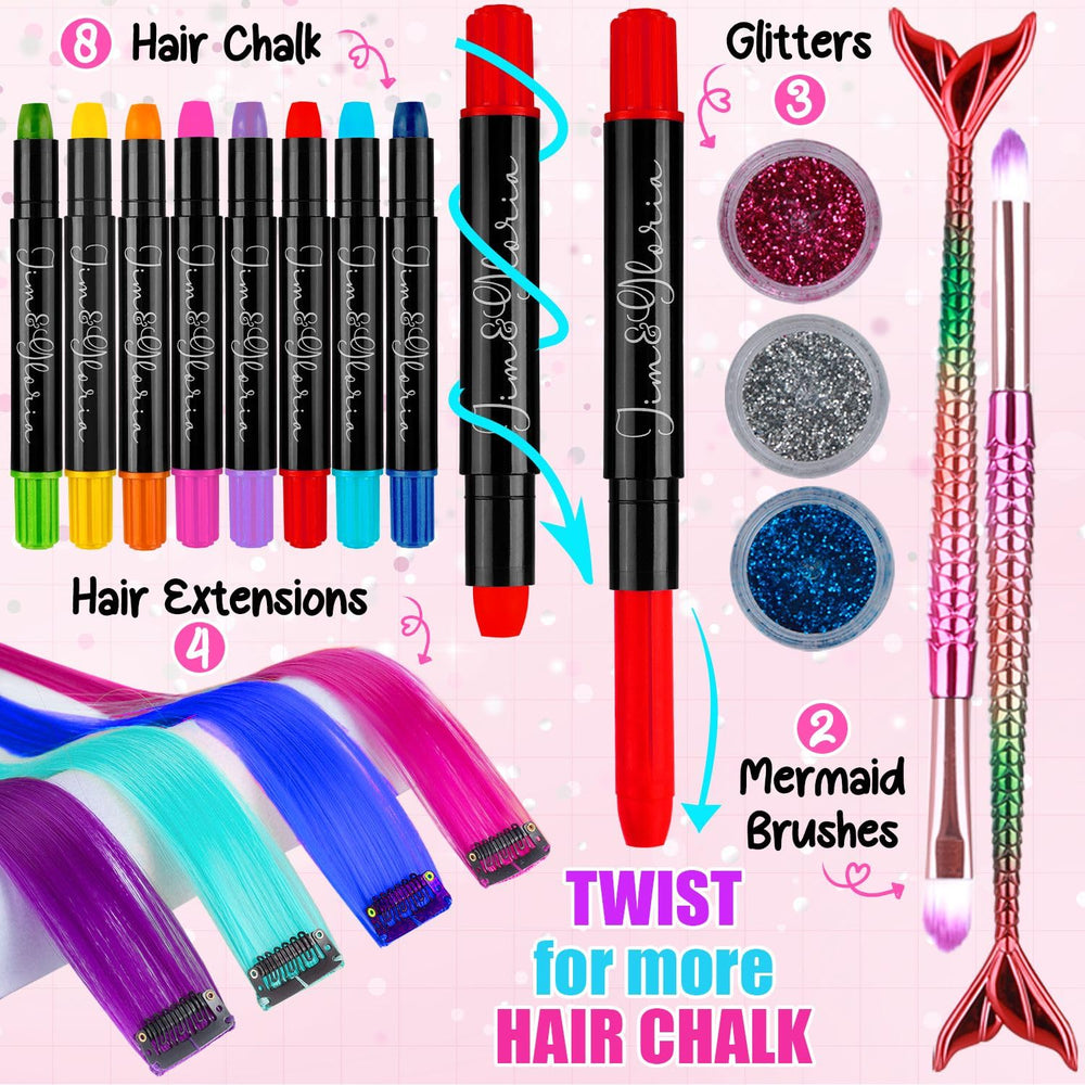 Jim&Gloria clip-in colored hair extensions add length and color with simple clips.
