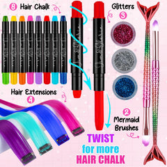 Jim&Gloria clip-in colored hair extensions add length and color with simple clips.