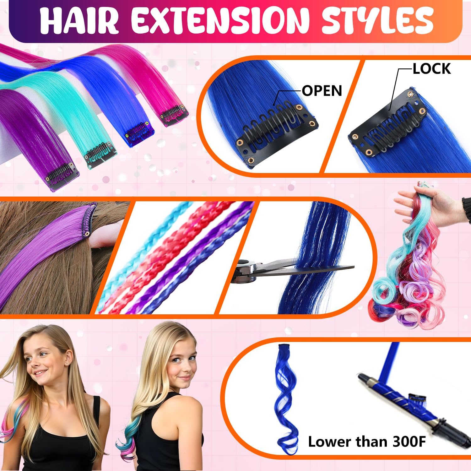 Jim&Gloria washable hair chalk is easy to apply and rinse with shampoo.