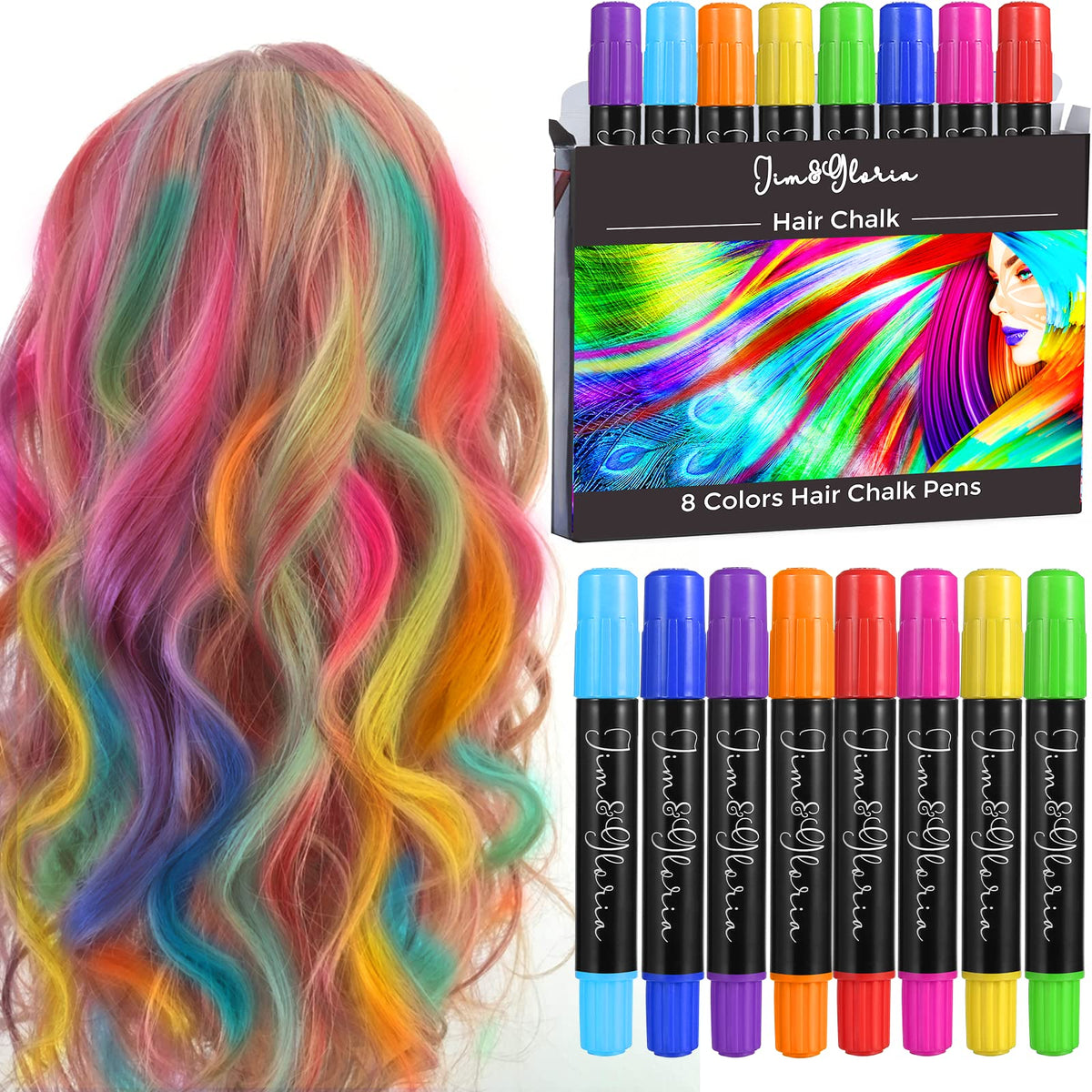 Jim&Gloria dustless hair chalk colors offer vibrant, temporary looks for parties