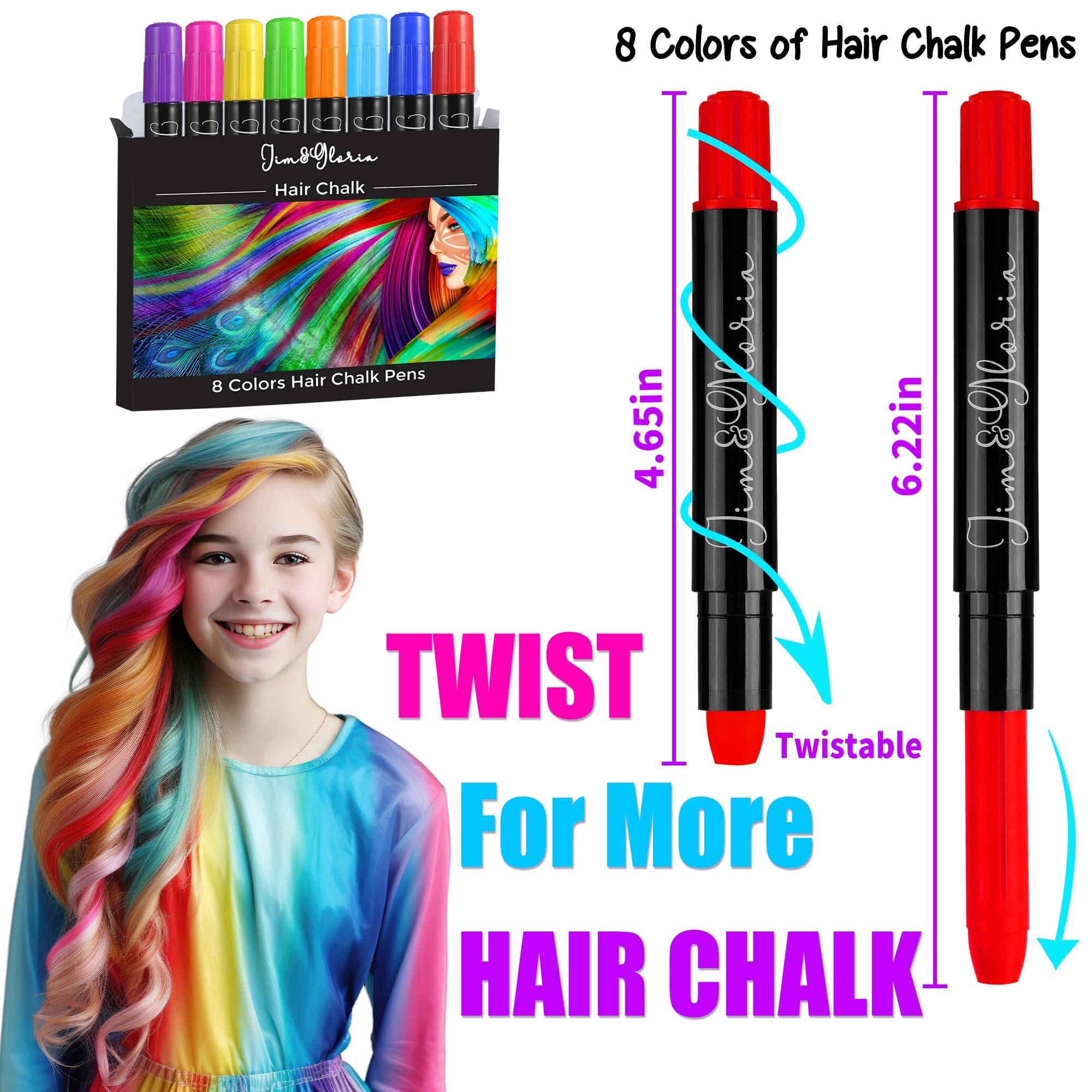 Jim&Gloria twist up chalk applies easily on any hair type for bold styles