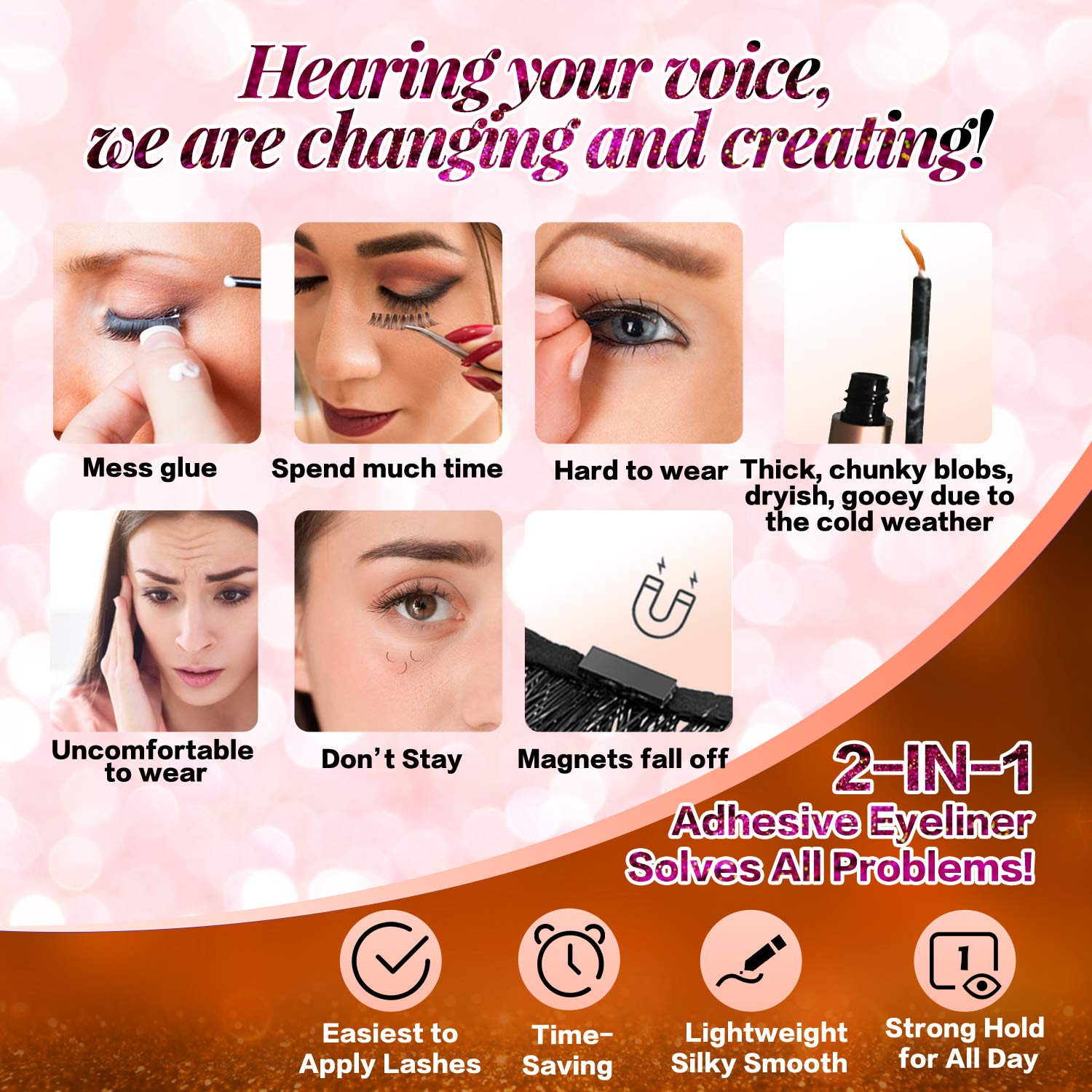 Beginner-friendly lash application using JIMIRE 2-in-1 Eyeliner.