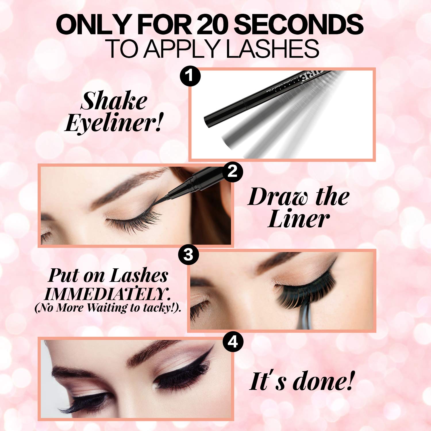 Waterproof and smudge-proof finish from JIMIRE 2-in-1 Eyeliner in action.