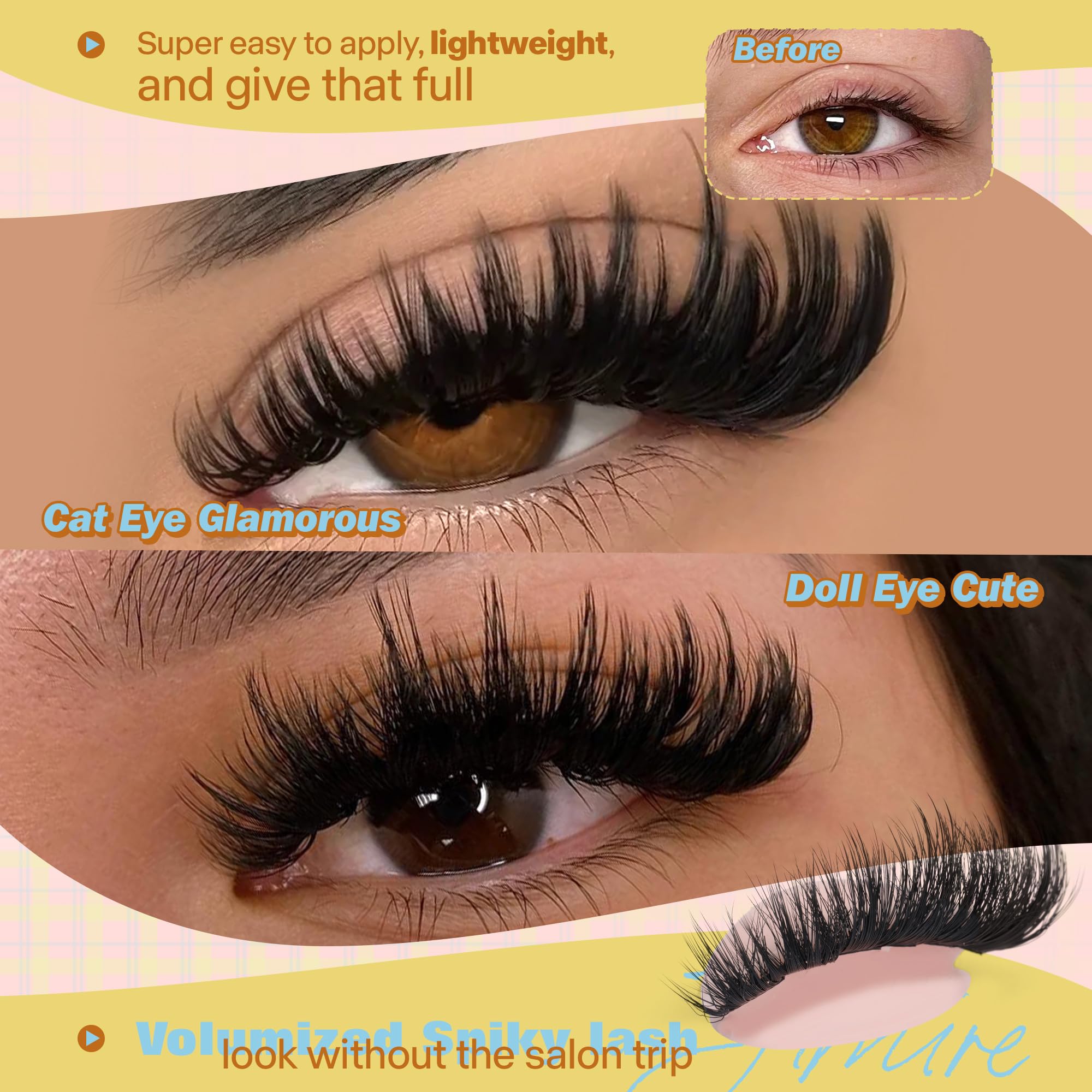 JIMIRE 3D fiber reusable lashes delivering fluffy volume with light feel