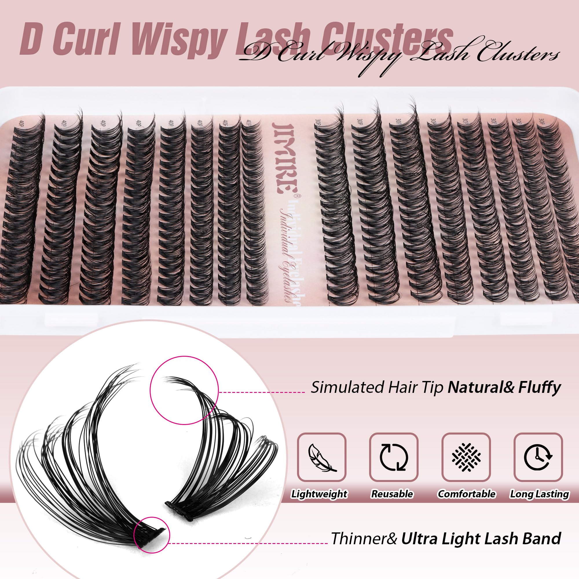 JIMIRE Lash lengths 9-18mm enable versatile styling and seamless transitions.