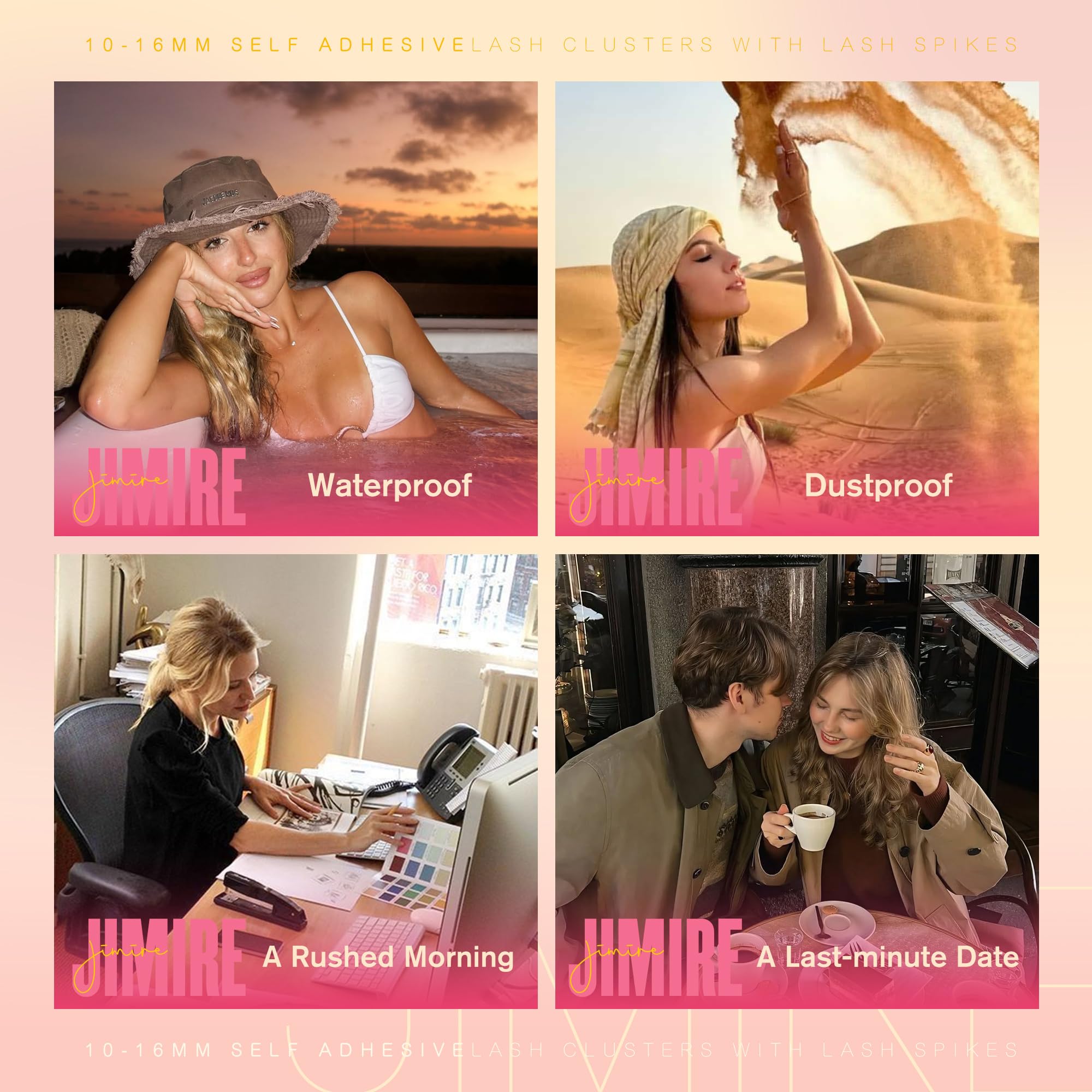 JIMIRE wispy clusters suit all occasions with easy-to-create lash extensions.