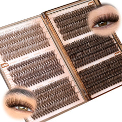 Jimire brown lash clusters pack cover shows six styles for versatile everyday looks.
