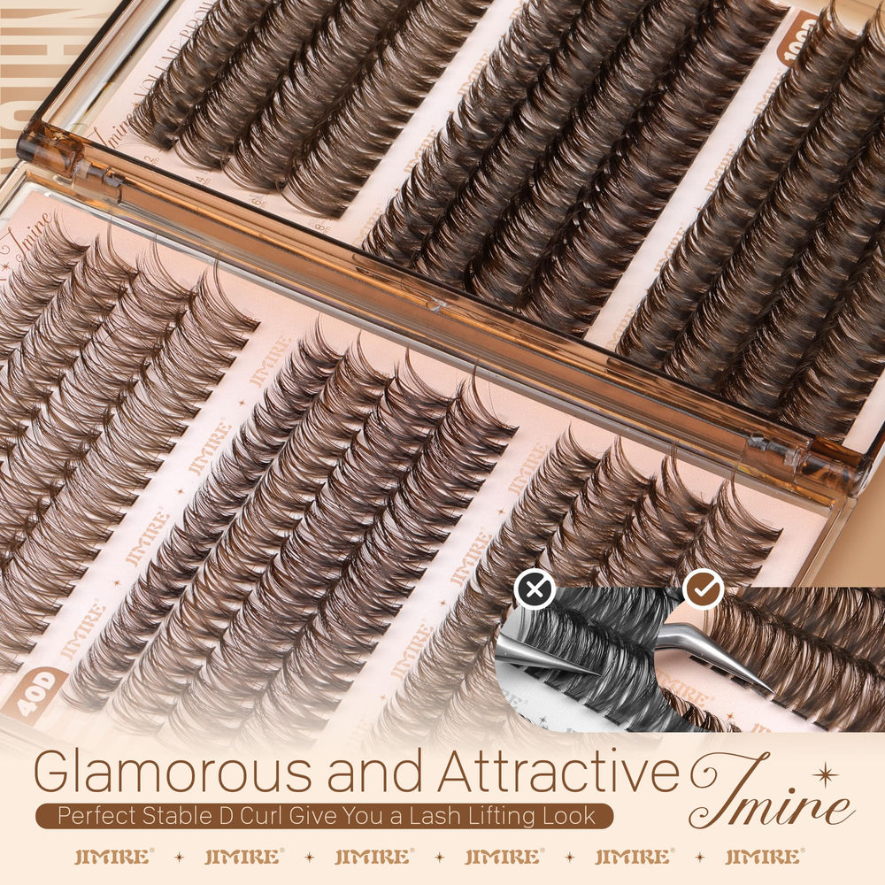 Jimire brown lash clusters fluffy effect lets at home lash artistry shine.