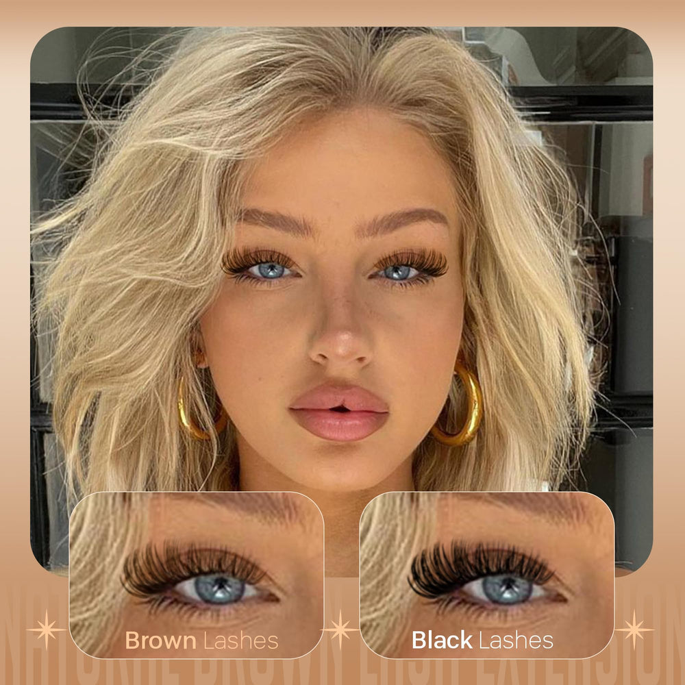 Jimire brown lash clusters gradient lengths support outer corner emphasis.