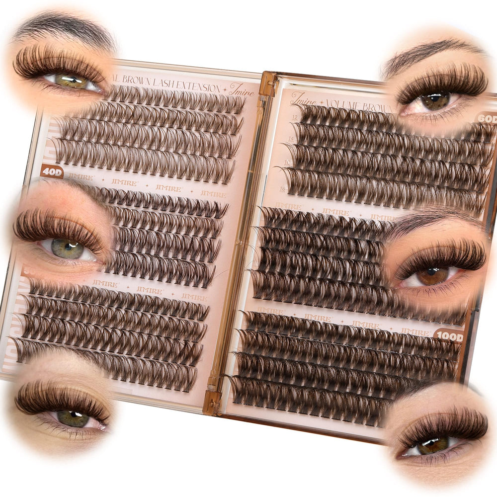 Jimire brown lash clusters quality control and comfortable wear focus.