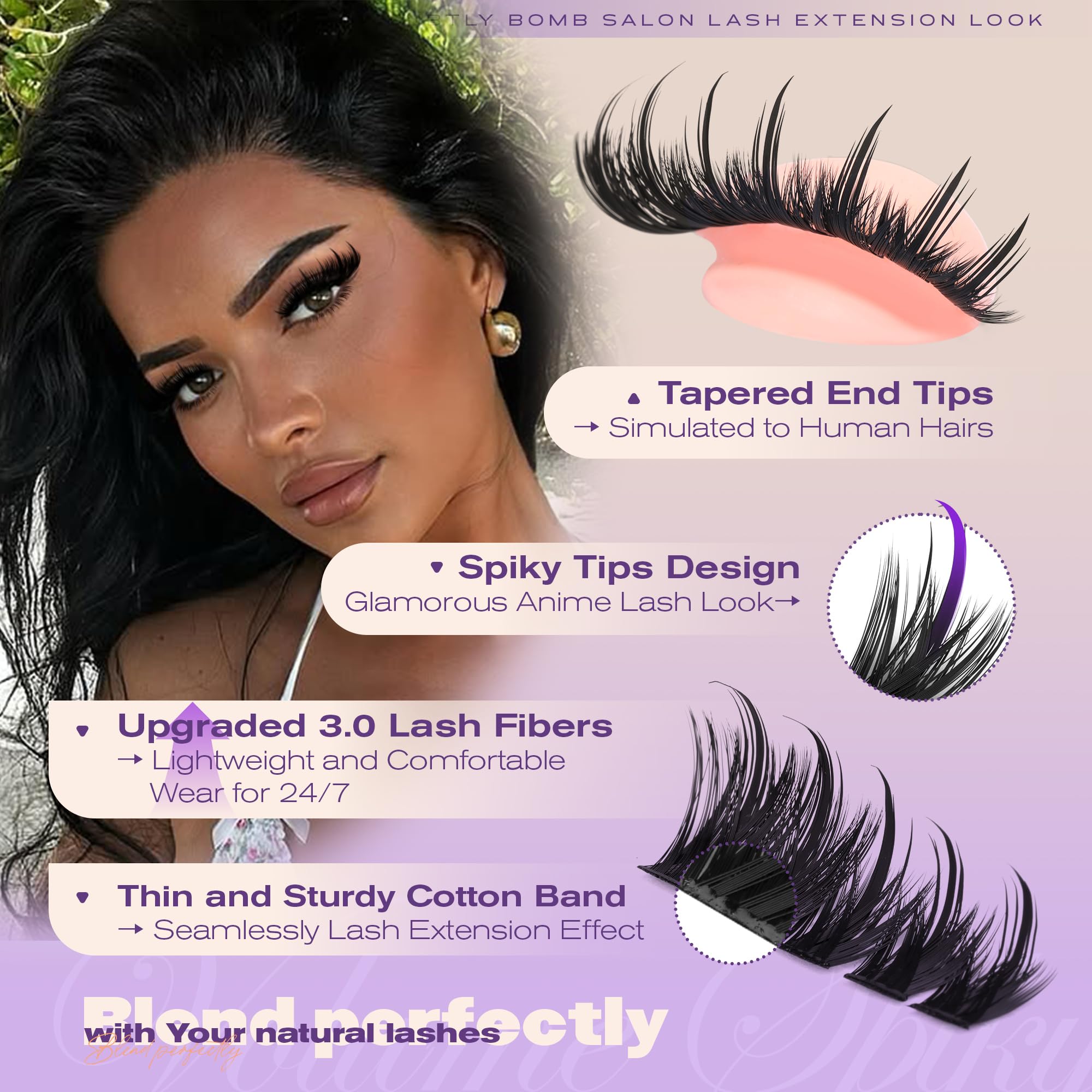 JIMIRE feather-light lashes deliver dramatic flair with all-day comfort.