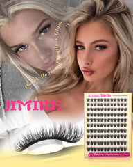 Jimire fluffy cluster lashes with black strip blend naturally for stronger hold.