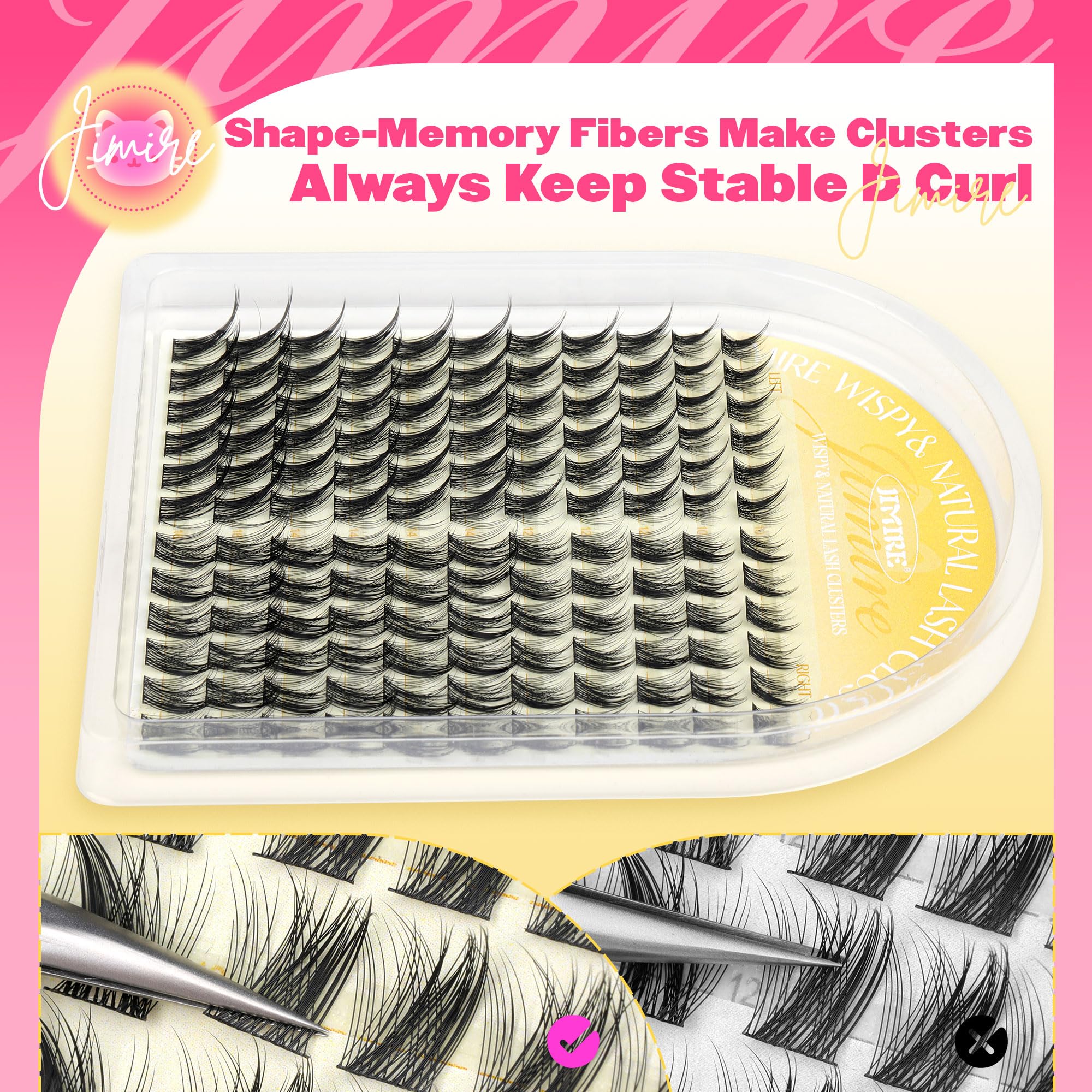 Jimire fox-eye manga lash clusters create a defined outer corner look.