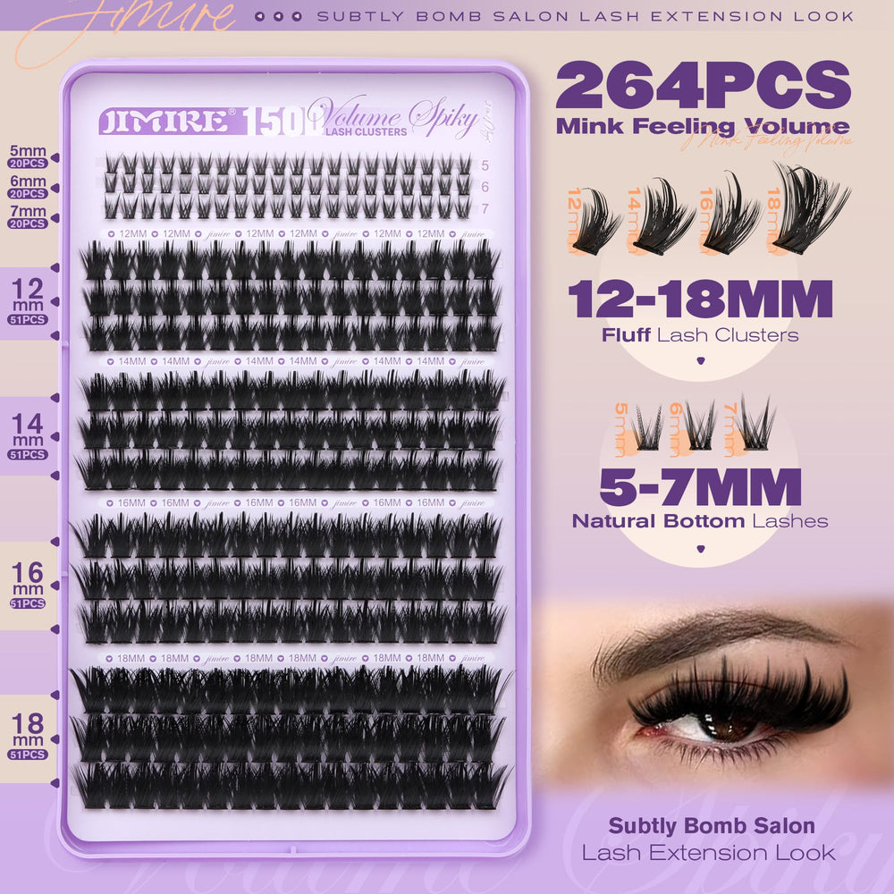 JIMIRE 4mm spike lashes for a professional manga-inspired volume at home.