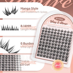 JIMIRE manga lash clusters with 0-04mm thin band offer a seamless, lightweight finish