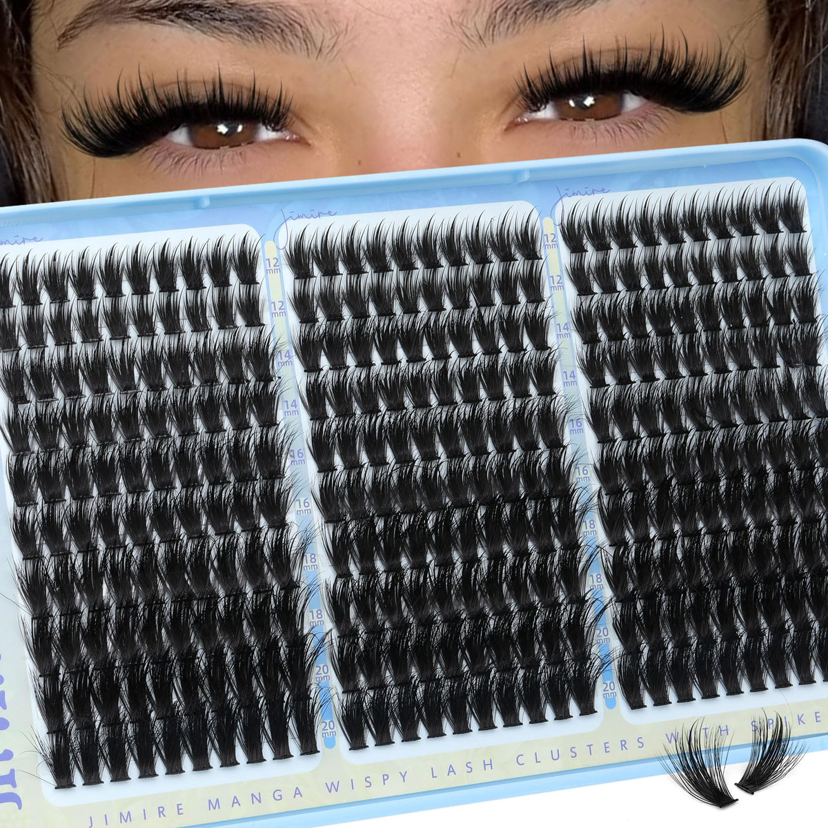 JIMIRE manga lash clusters 300pcs spikes for dramatic volume at home.