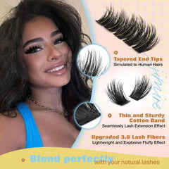 JIMIRE Manga Lash Clusters during application highlighting 4mm widespan for fast DIY setup.