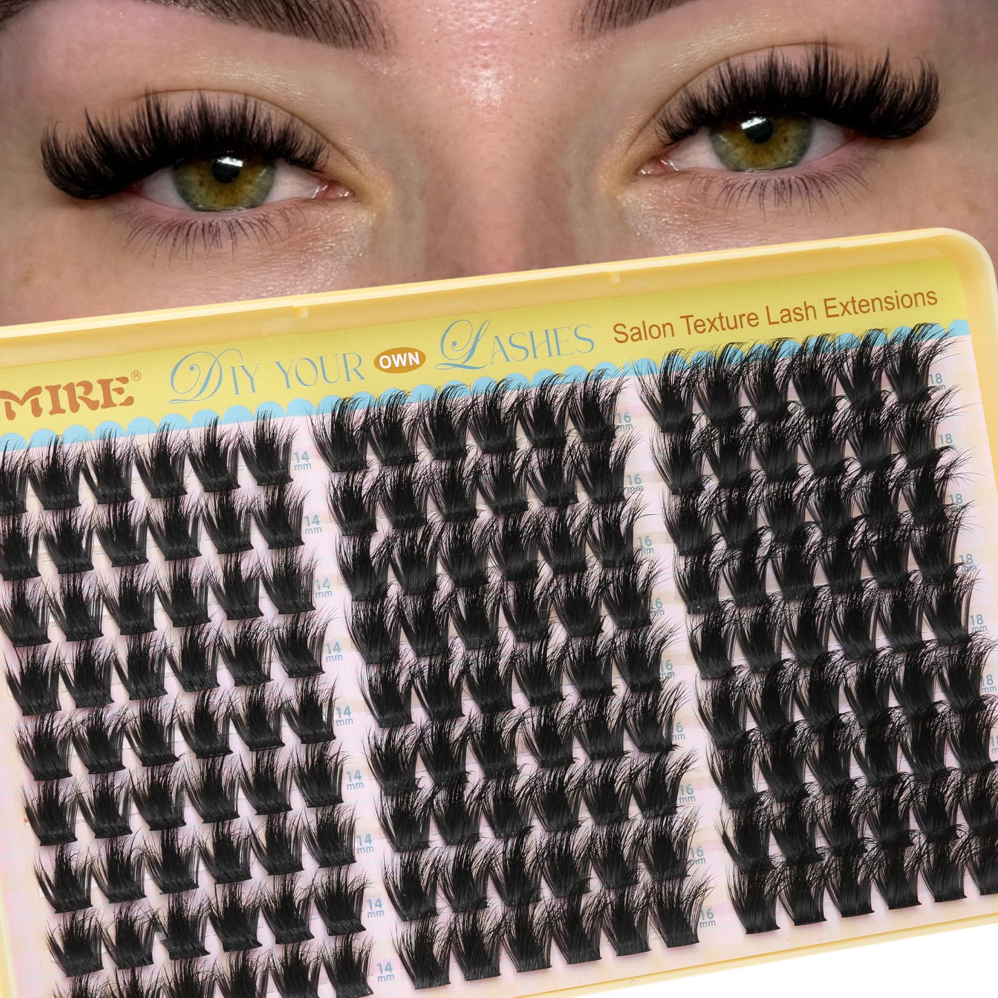 JIMIRE Manga Lash Clusters close-up showing fluffy volume and 14-18mm length.