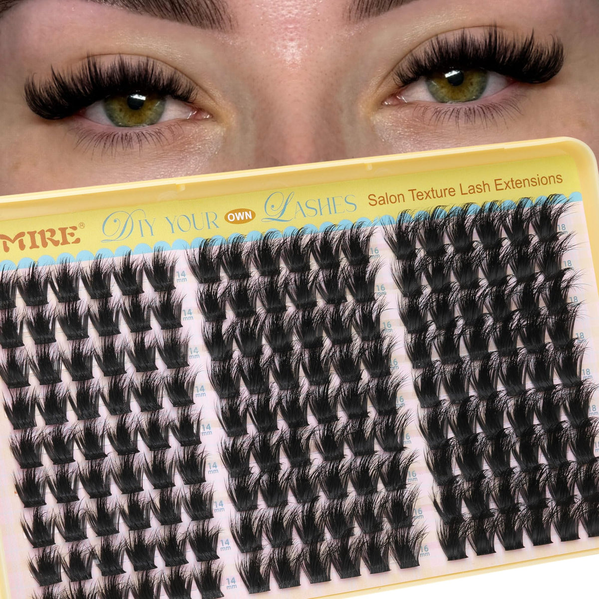 JIMIRE Manga Lash Clusters close-up showing fluffy volume and 14-18mm length.