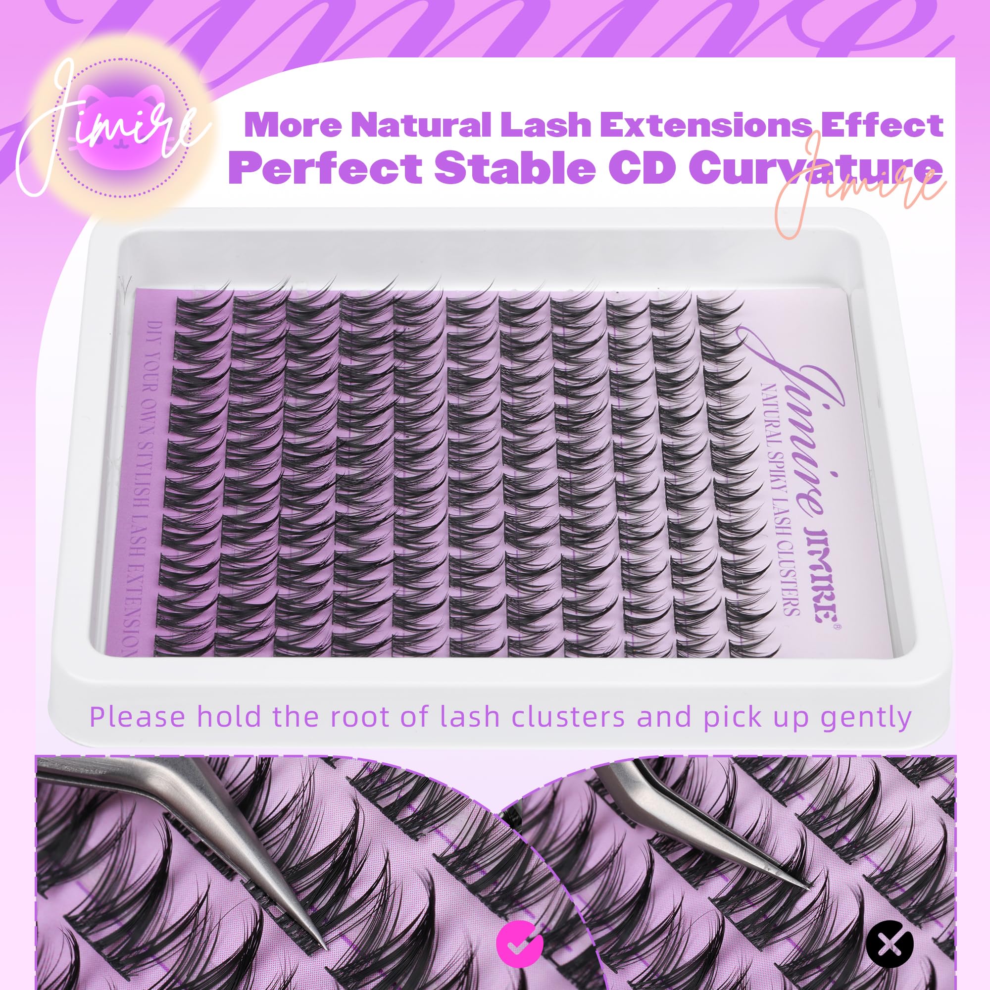 JIMIRE manga lash clusters ultra-light mink fibers for comfort.