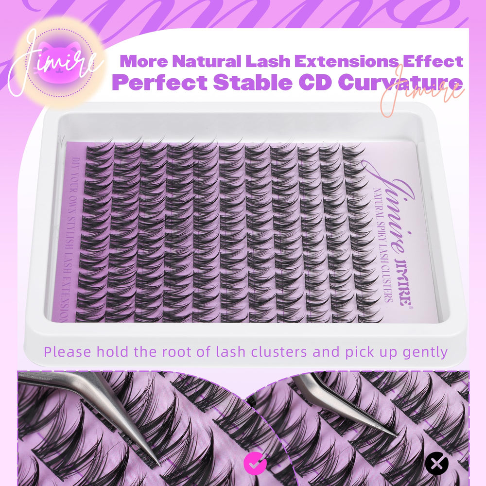 JIMIRE manga lash clusters ultra-light mink fibers for comfort.