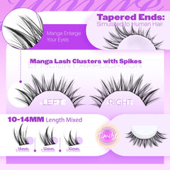 JIMIRE manga lash clusters spikes for wispy, dramatic lashes.