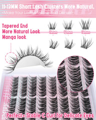 JIMIRE manga self-adhesive lashes on eye demonstrate fast wear for day-to-evening use.