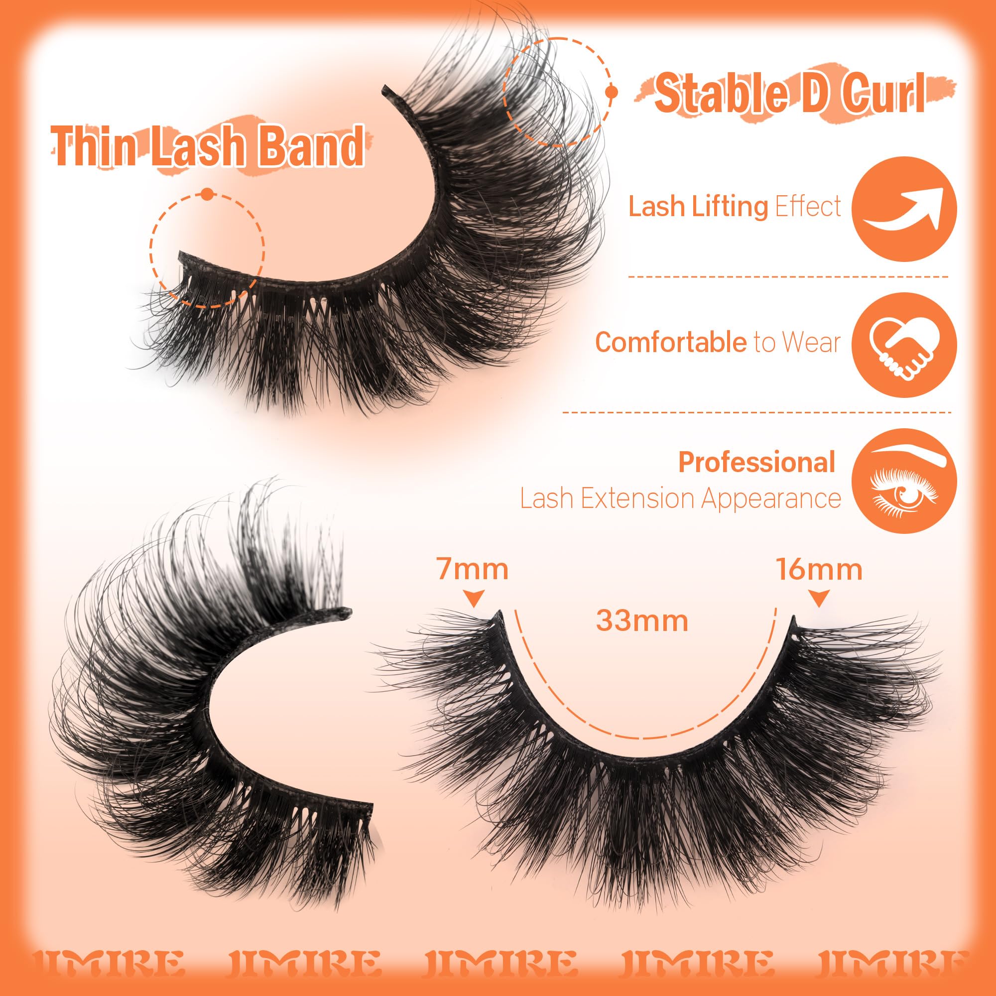 JIMIRE fluffy cat eye lashes side view showing dramatic flutter