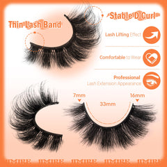 JIMIRE fluffy cat eye lashes side view showing dramatic flutter