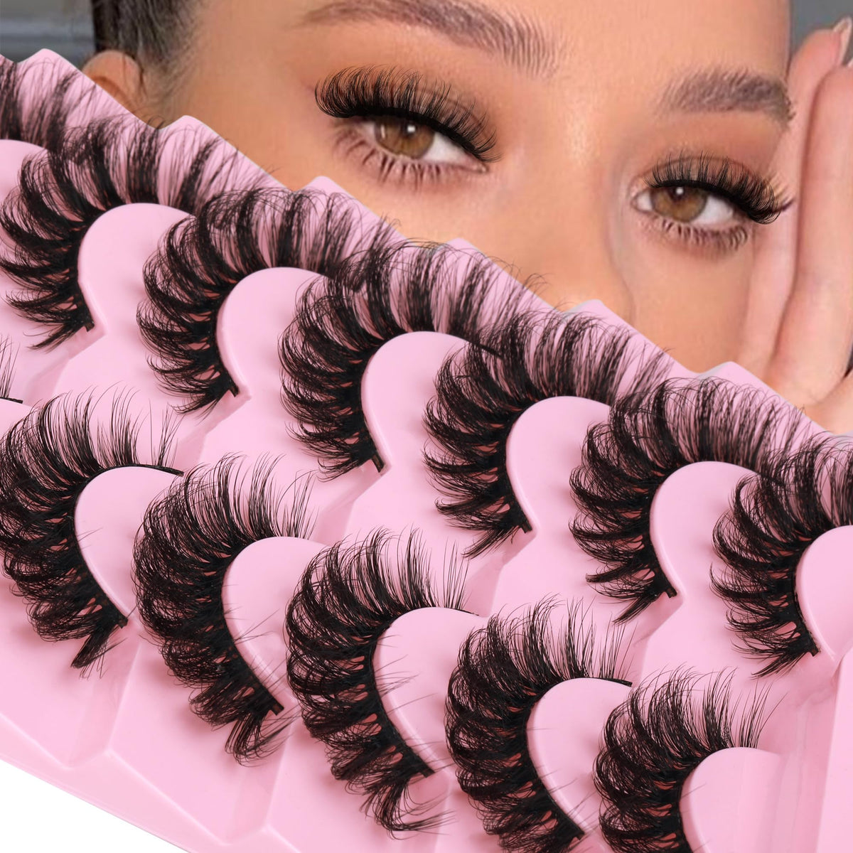 JIMIRE mink lashes deliver a wispy cat-eye look at 16mm for subtle glamour.
