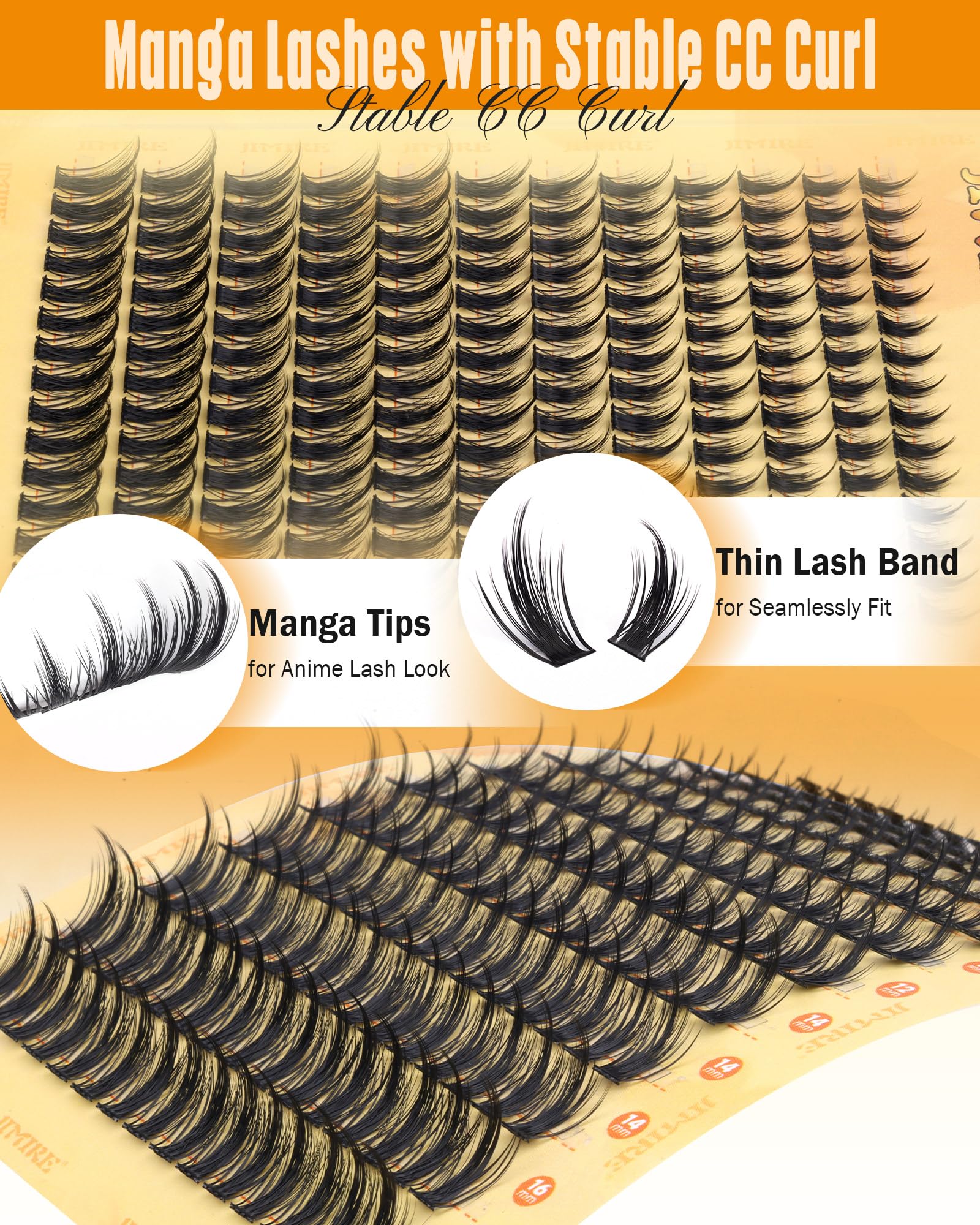 JIMIRE lashes offer five lengths from 8 to 16mm for customization.