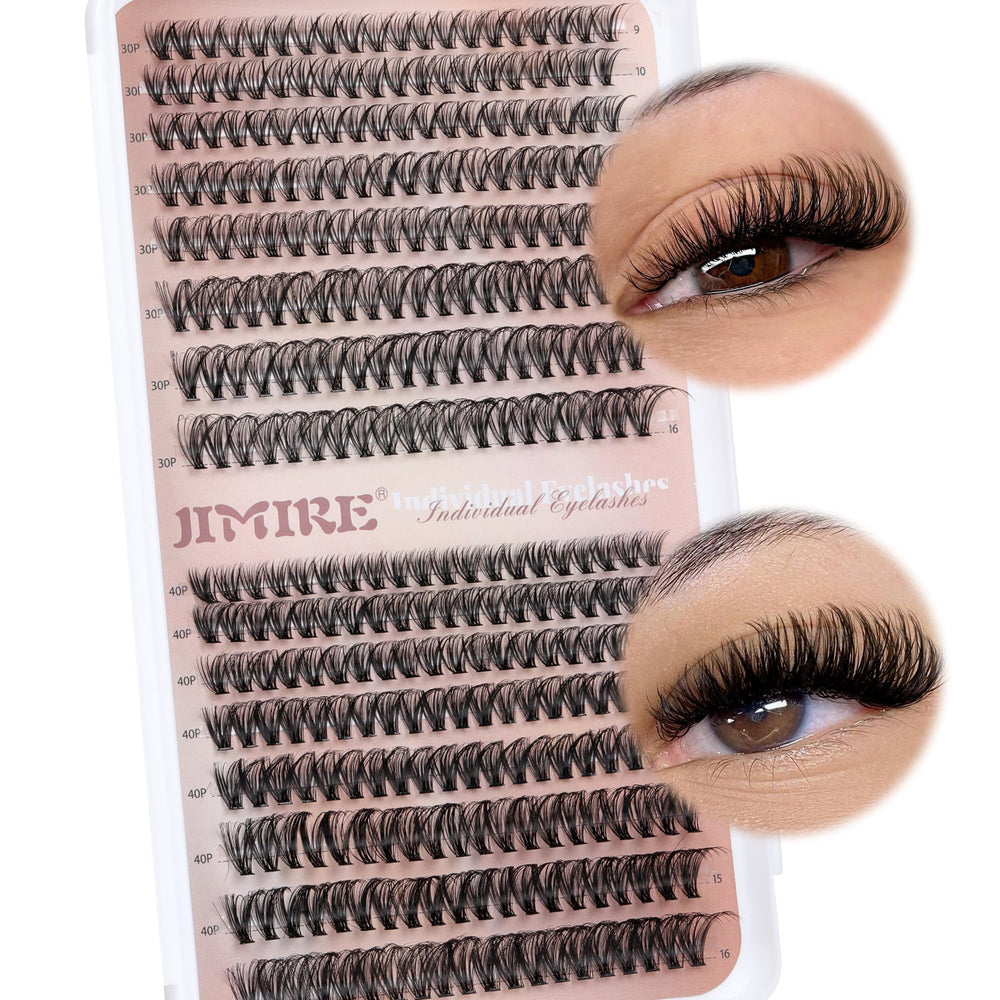 JIMIRE natural lash clusters in a book-style pack for an easy DIY lash look.